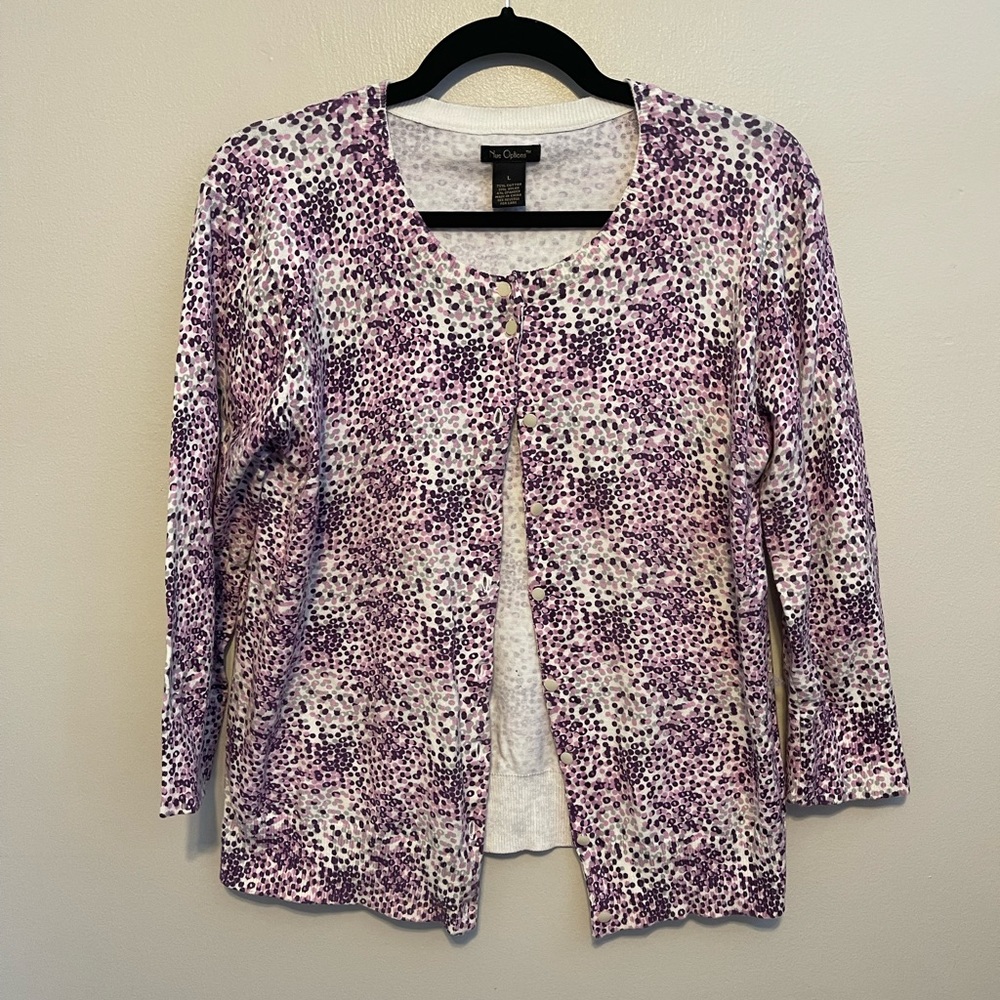 Nue Options Purple Button Up Cardigan